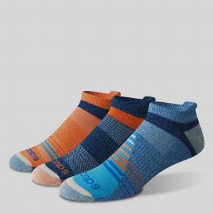 Women's Saucony Inferno Merino Wool Blend No Show 3-Pack Socks Orange / Blue | Australia S98527-Y04