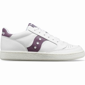 Women's Saucony Jazz Court PU Sneakers White / Purple | Australia S83260-T10