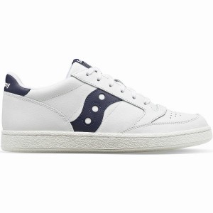 Women's Saucony Jazz Court PU Sneakers White / Navy | Australia S71036-L12