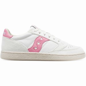 Women's Saucony Jazz Court Premium Sneakers White / Pink | Australia S74610-K59