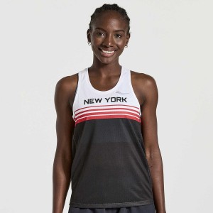 Women's Saucony NYC Stopwatch Singlet Tank Top White / Black | Australia S23491-L48