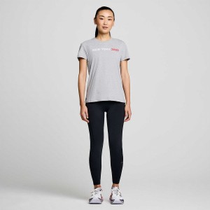 Women's Saucony New York Rested T Shirts Grey | Australia S14637-D27