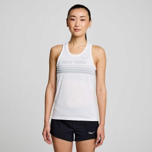 Women's Saucony New York Stopwatch Singlet Tank Top White | Australia S78365-X43