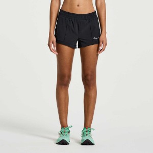 Women's Saucony Outpace 2.5" Split Shorts Black | Australia S69840-A96