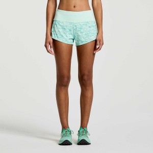 Women's Saucony Outpace 2.5" Split Shorts Turquoise | Australia S92765-S52