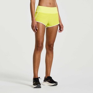 Women's Saucony Outpace 2.5" Split Shorts Yellow | Australia S62843-M89