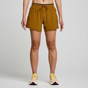 Women's Saucony Outpace 5" Shorts Brown | Australia S57892-H07