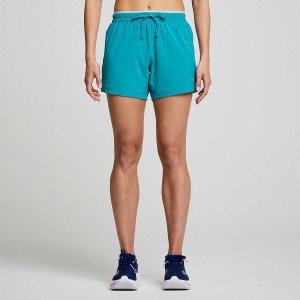 Women's Saucony Outpace 5" Shorts Turquoise | Australia S49710-G78