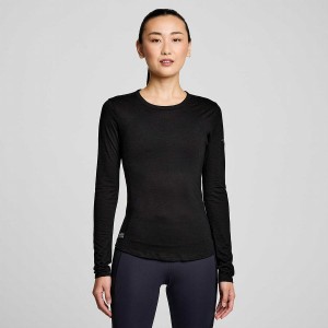 Women's Saucony Peregrine Merino Long Sleeve T Shirts Black | Australia S93082-M10