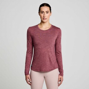 Women's Saucony Peregrine Merino Long Sleeve T Shirts Red | Australia S73401-A17