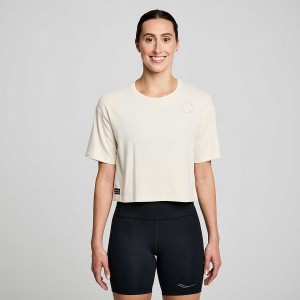 Women's Saucony Recovery Boxy Tee T Shirts Beige | Australia S25164-W57