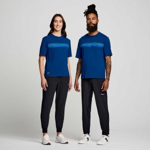 Women's Saucony Recovery Short Sleeve T Shirts Indigo | Australia S30695-P49