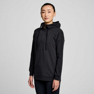 Women's Saucony Recovery Zip Tunic Hoodie Black | Australia S36912-B37