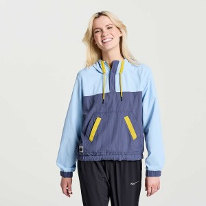 Women's Saucony Rested Anorak Tops Blue | Australia S54761-L91