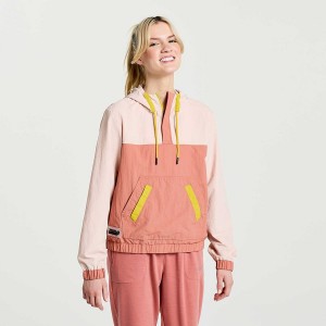 Women's Saucony Rested Anorak Tops Rose | Australia S05289-K67