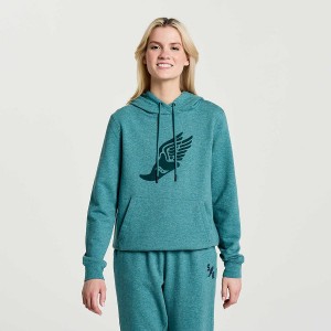 Women's Saucony Rested Hoodie Turquoise | Australia S53197-T46