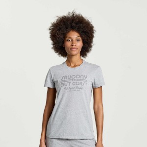 Women's Saucony Rested T Shirts Light Grey | Australia S02715-C29