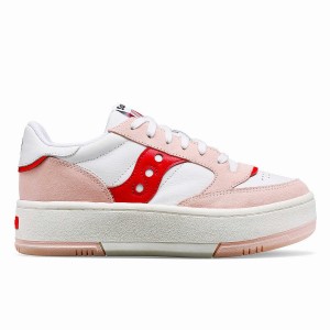 Women's Saucony St. Valentine Jazz Court Platform Sneakers White / Pink | Australia S71236-J18