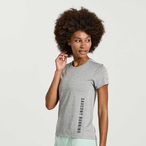 Women's Saucony Stopwatch Graphic Short Sleeve T Shirts Light Grey | Australia S30958-S21