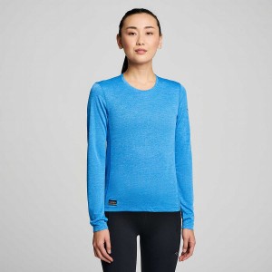 Women's Saucony Stopwatch Long Sleeve T Shirts Blue | Australia S54918-N85