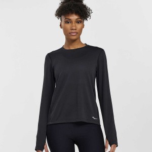 Women's Saucony Stopwatch Long Sleeve T Shirts Black | Australia S57829-M10