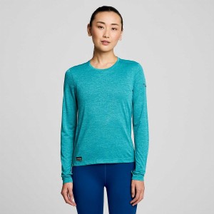 Women's Saucony Stopwatch Long Sleeve T Shirts Turquoise | Australia S18764-S98