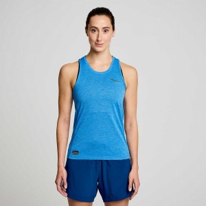 Women's Saucony Stopwatch Singlet Tank Top Blue | Australia S53694-W98