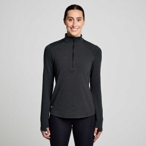 Women's Saucony Triumph 3D 1/2 Zip Tops Black | Australia S71964-P63