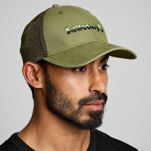 Women's Saucony Trucker Hats Khaki | Australia S78154-V24