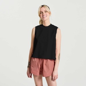 Women's Saucony Unwind Sleeveless Tops Black | Australia S80364-H17