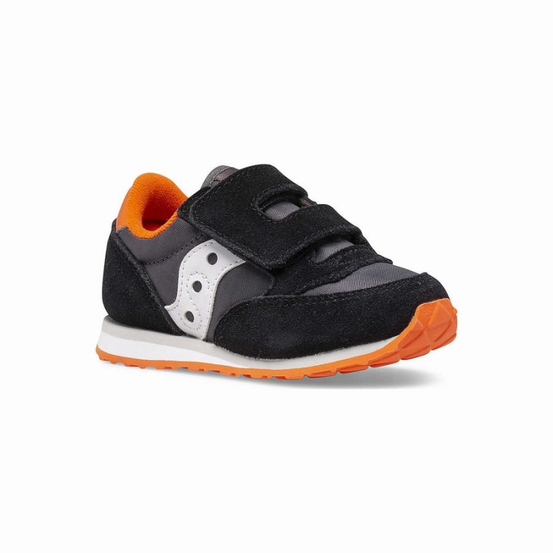 Kids' Saucony Baby Jazz Hook & Loop Sneakers Black / Grey / Orange | Australia S82641-F80