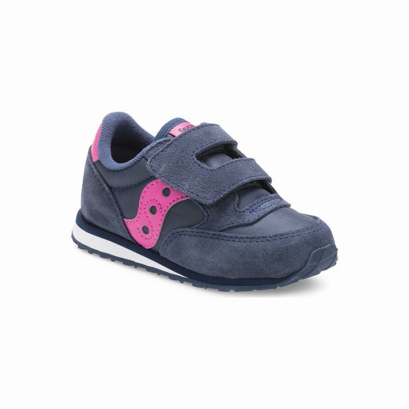 Kids' Saucony Baby Jazz Hook & Loop Sneakers Navy / Pink | Australia S73064-W46