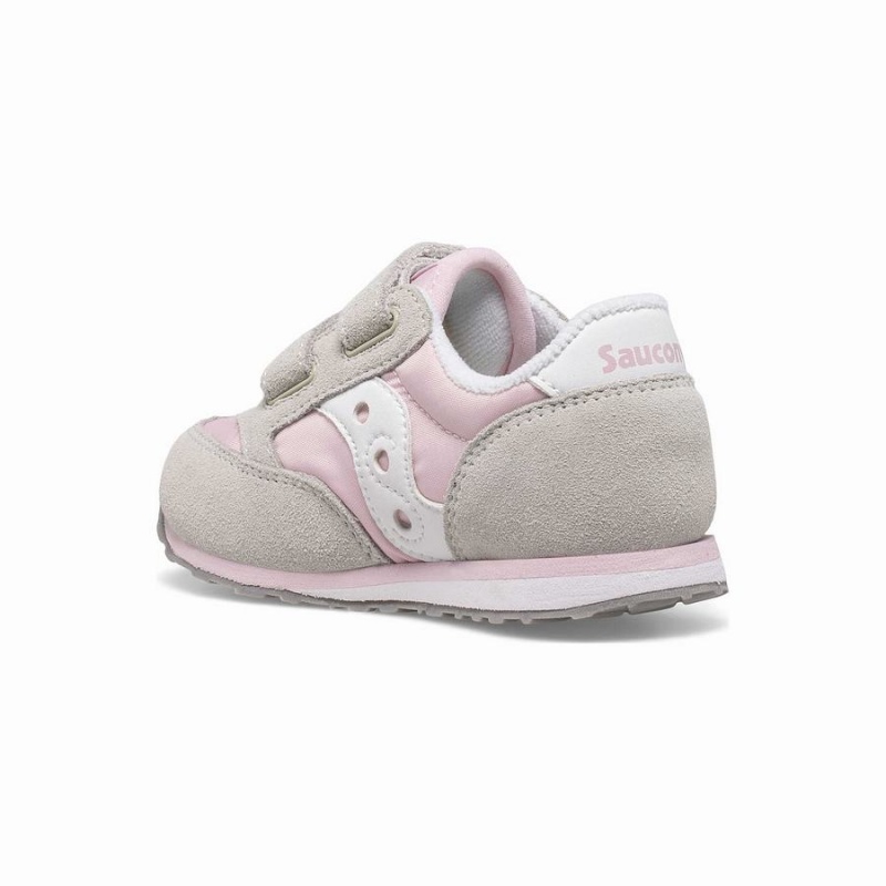 Kids' Saucony Baby Jazz Hook & Loop Sneakers Grey / Pink / White | Australia S05381-T20