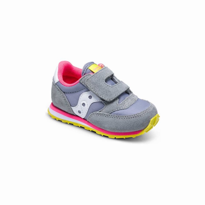 Kids' Saucony Baby Jazz Hook & Loop Sneakers Grey / Pink | Australia S73169-Y43