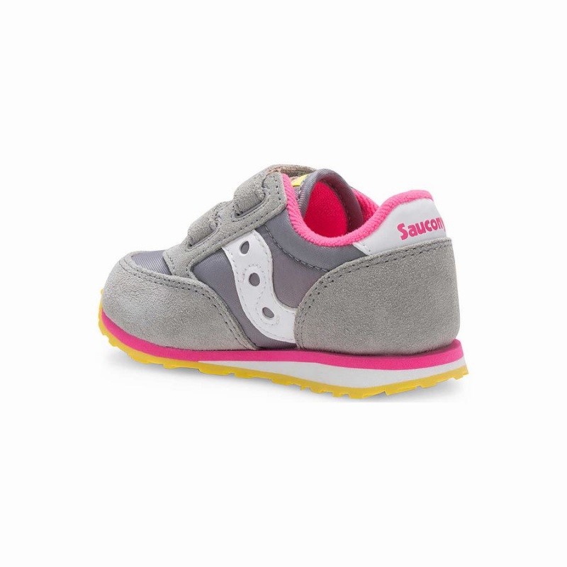 Kids' Saucony Baby Jazz Hook & Loop Sneakers Grey / Pink | Australia S73169-Y43