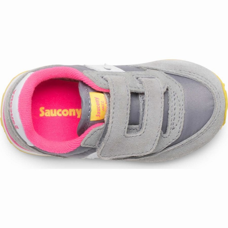 Kids' Saucony Baby Jazz Hook & Loop Sneakers Grey / Pink | Australia S73169-Y43