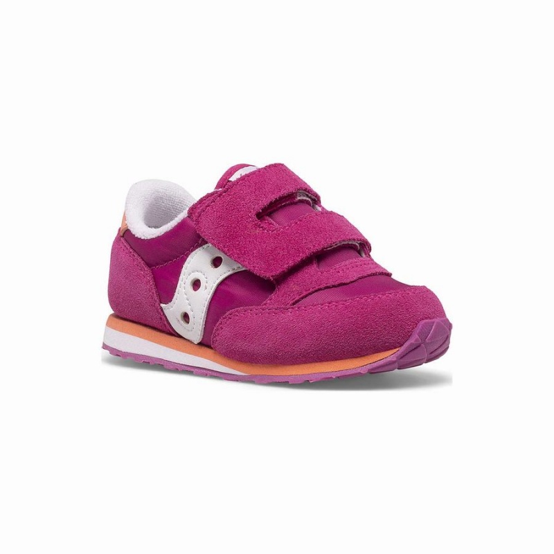 Kids' Saucony Baby Jazz Hook & Loop Sneakers Fuchsia / Coral / White | Australia S52176-U57