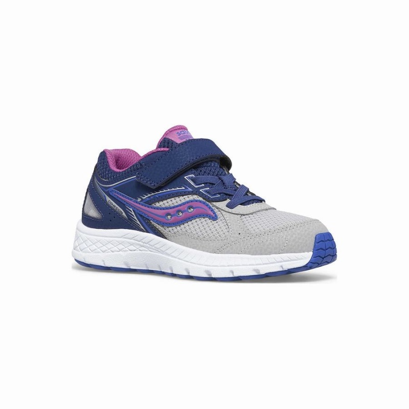 Kids' Saucony Cohesion 14 A/C Sneaker Running Shoes Navy / Grey / Purple | Australia S49278-Y12