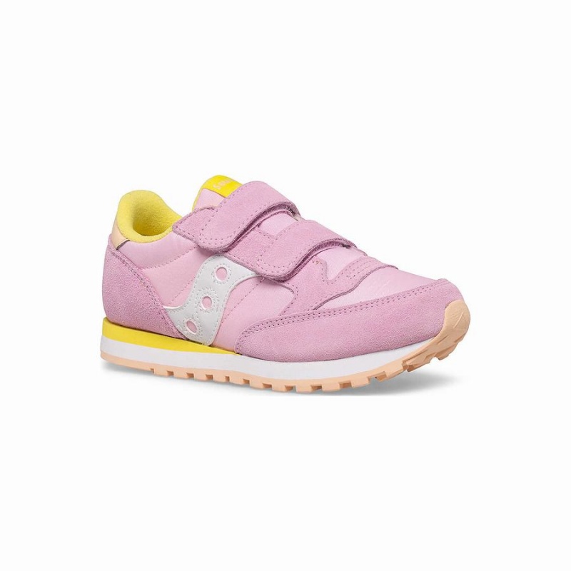 Kids' Saucony Jazz Double Hook & Loop Sneakers Pink / Yellow / Coral | Australia S06952-A20