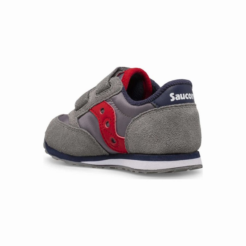 Kids' Saucony Jazz Hook & Loop Sneakers Grey / Navy / Red | Australia S73809-K94