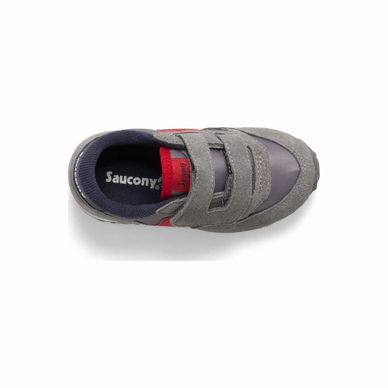 Kids' Saucony Jazz Hook & Loop Sneakers Grey / Navy / Red | Australia S73809-K94