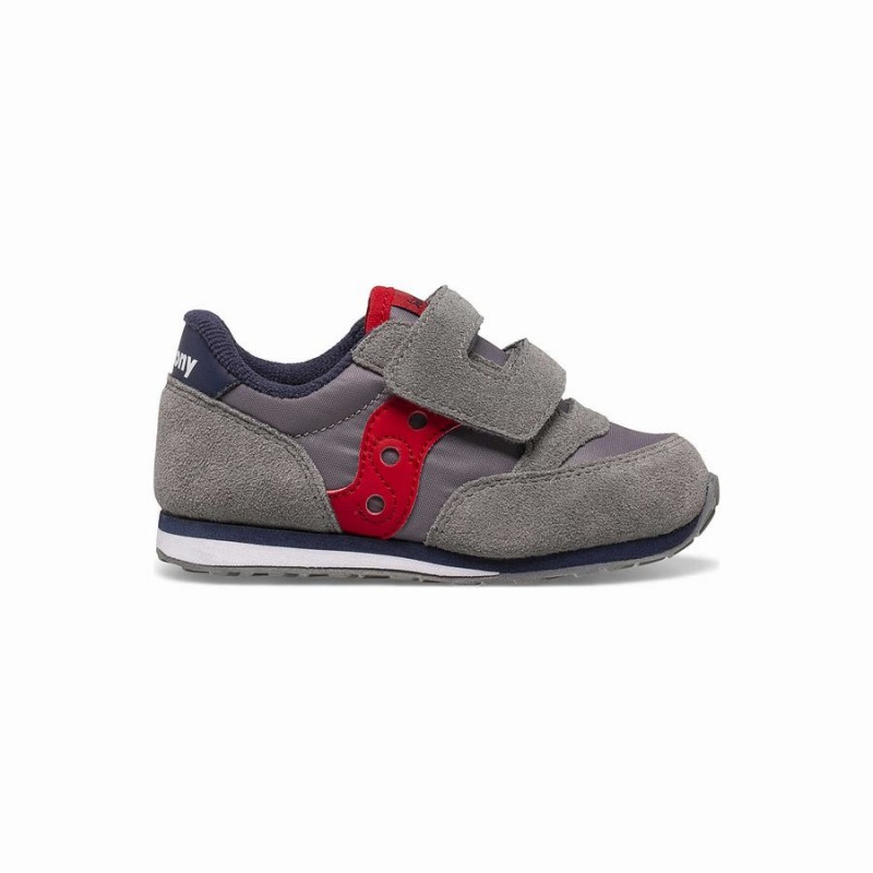 Kids\' Saucony Jazz Hook & Loop Sneakers Grey / Navy / Red | Australia S73809-K94