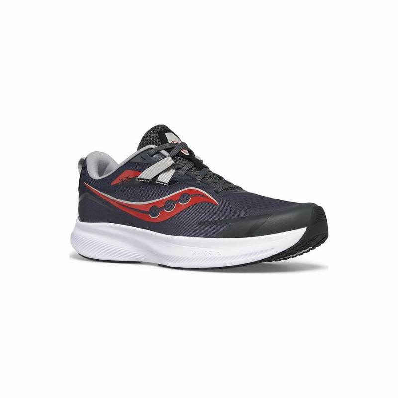 Kids' Saucony Ride 15 Sneaker Running Shoes Grey / Black / Red | Australia S97430-Q37