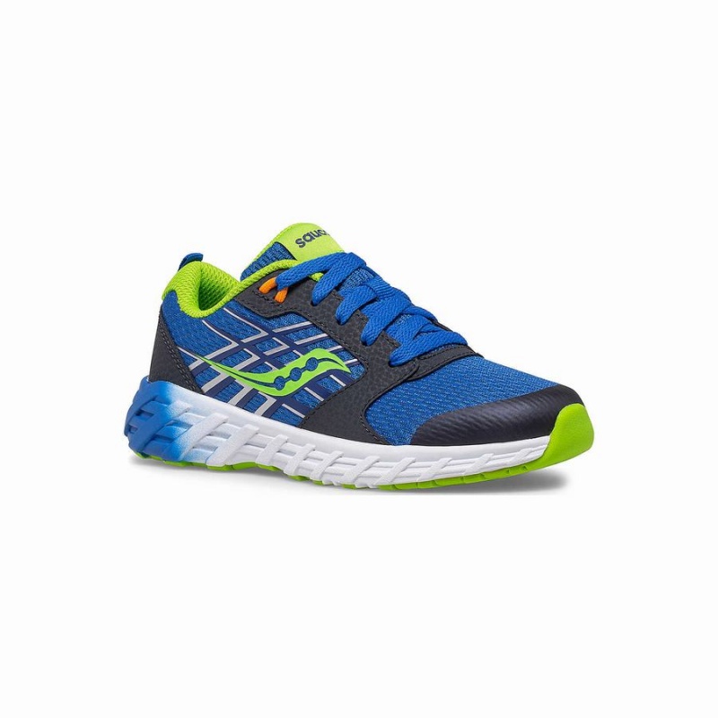 Kids' Saucony Wind 2.0 Lace Sneaker Running Shoes Blue / Green | Australia S43026-P85