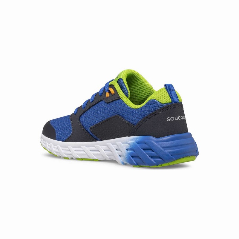 Kids' Saucony Wind 2.0 Lace Sneaker Running Shoes Blue / Green | Australia S43026-P85