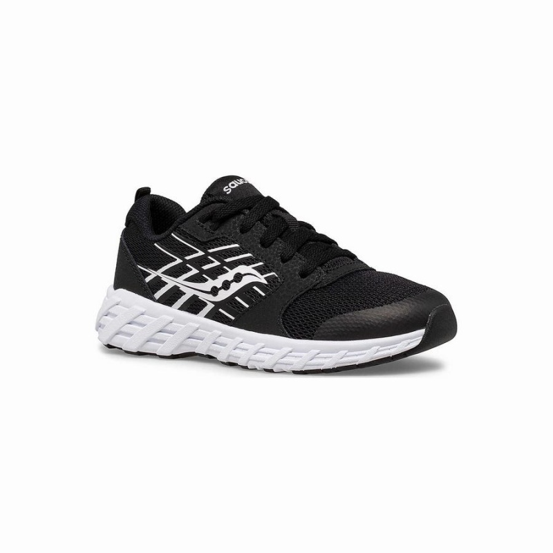 Kids' Saucony Wind 2.0 Lace Sneaker Running Shoes Black / White | Australia S96250-Z81