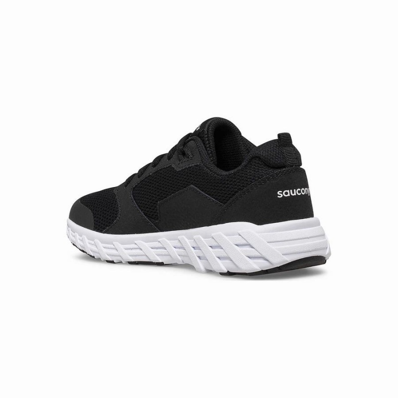 Kids' Saucony Wind 2.0 Lace Sneaker Running Shoes Black / White | Australia S96250-Z81