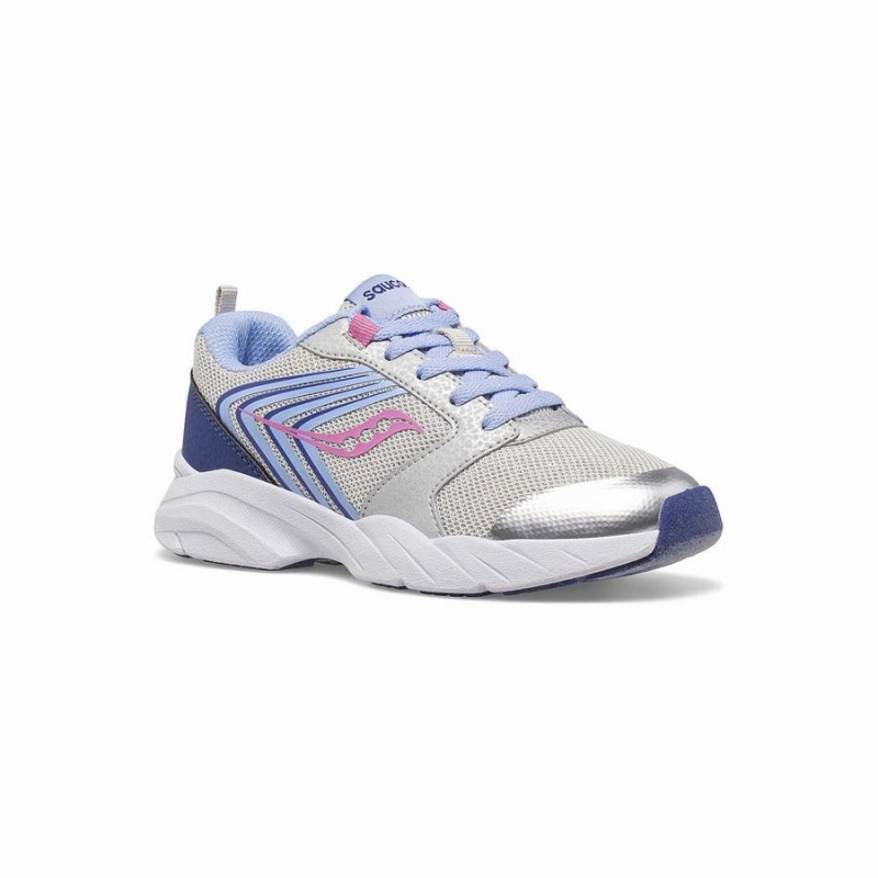 Kids' Saucony Wind FST Lace Sneaker Running Shoes Silver / Blue / Pink | Australia S47619-C78