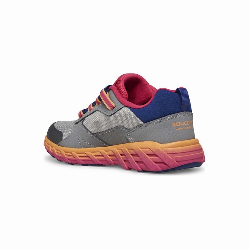 Kids' Saucony Wind Shield 2.0 Sneaker Running Shoes Grey / Pink / Navy | Australia S68754-P64