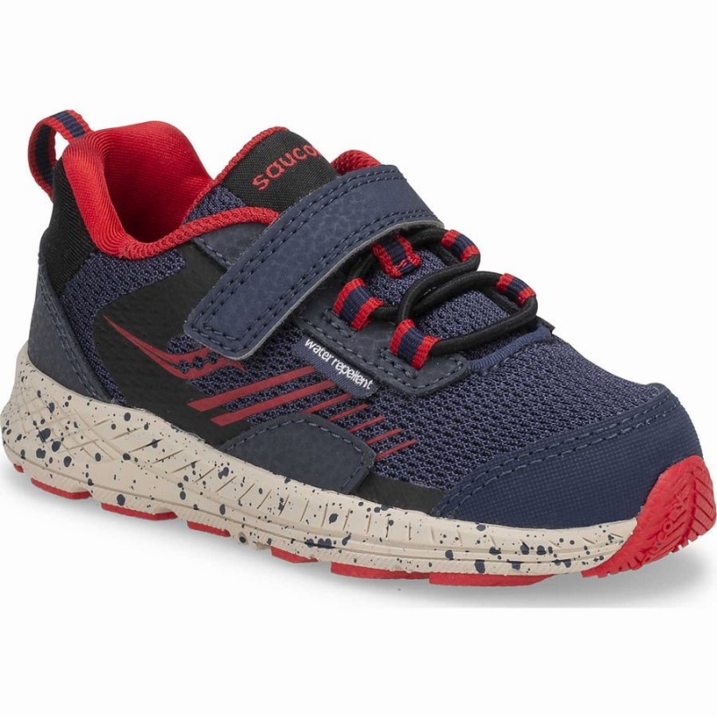 Kids' Saucony Wind Shield A/C Jr. Sneaker Running Shoes Navy / Red | Australia S36701-D79